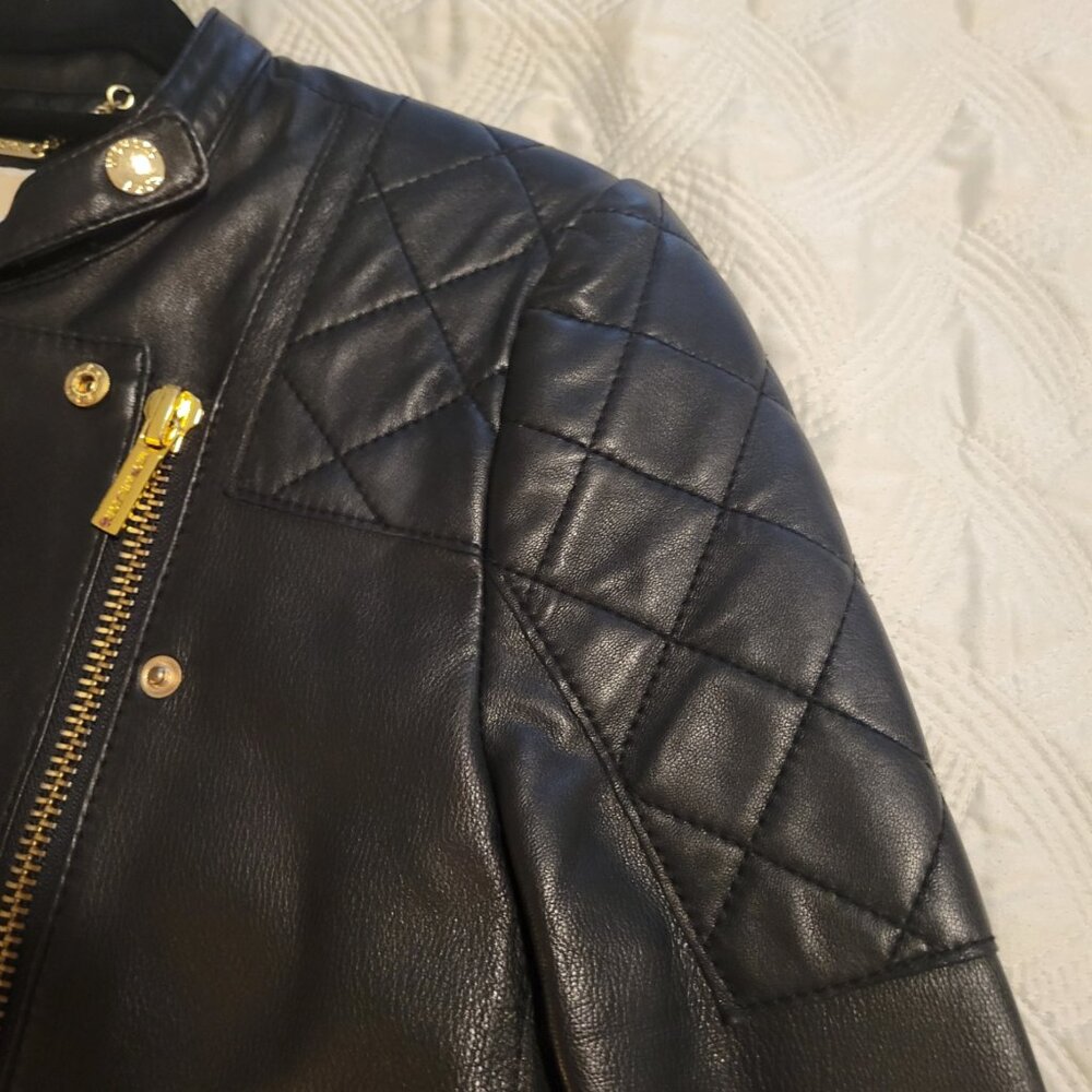 Michael Kors Sheep Skin Black Moto Jacket - Picture 3 of 8